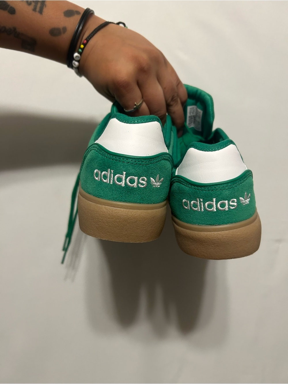 Adidas Court TNS Premiere Green Suede Low-Top with White Stripes and Gum Sole - Picture 2 of 7